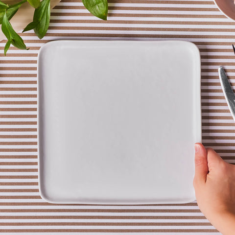 Karaca Epsilon Porcelain Square Dinner Plate, 26cm, White