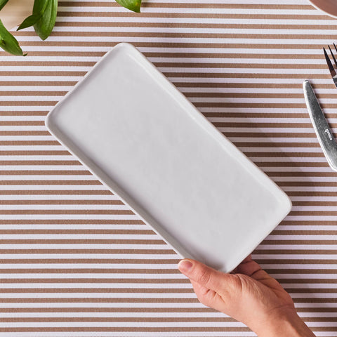 Karaca Epsilon Porcelain Rectangle Serving Platter, 26cm, White