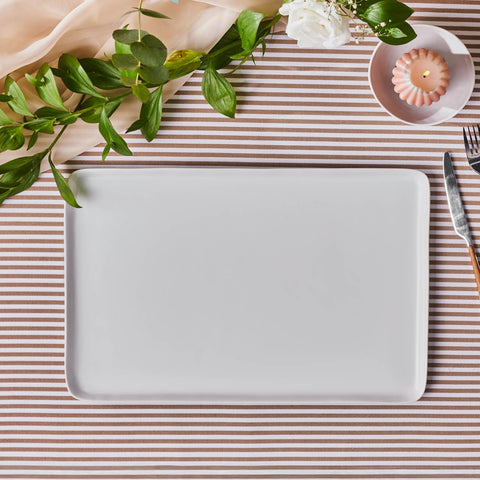 Karaca Epsilon Porcelian Rectangle Serving Platter, 44cm, White