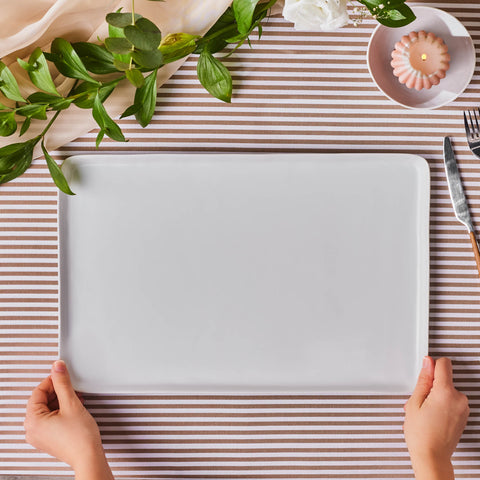 Karaca Epsilon Porcelian Rectangle Serving Platter, 44cm, White