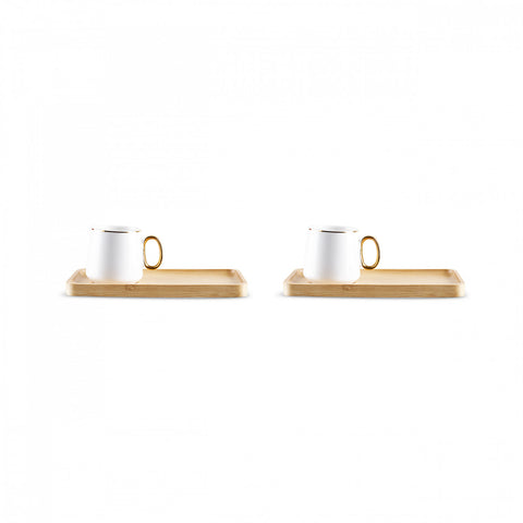 Karaca Ada Bamboo Plate 2 Person Coffee Cup 90 Ml