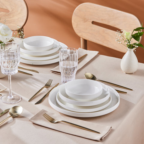  Karaca Streamline New Saturn White 24-Piece Dinnerware Set, 6 Persons