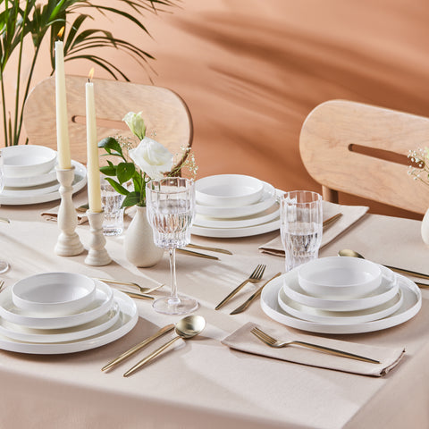  Karaca Streamline New Saturn White 24-Piece Dinnerware Set, 6 Persons