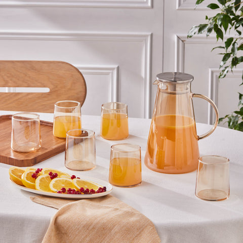 Karaca Serene 7 Piece Glass Set, Amber