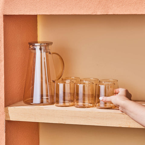 Karaca Serene 7-teiliges Gläser Set, Amber