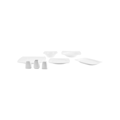 Karaca Square Bone Mensa 53-Piece Dinnerware Set for 12 People, White