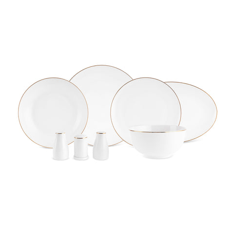 Karaca Elegance Bone Esbelto 53-teiliges Tafelservice für 12 Personen – Gold