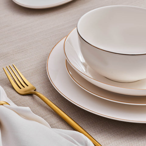 Karaca Elegance Bone Esbelto 53-teiliges Tafelservice für 12 Personen – Gold