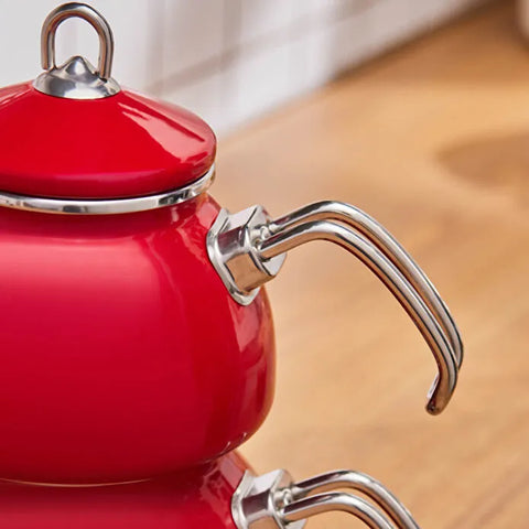 Karaca Loreto Enamel Teapot Set – Red