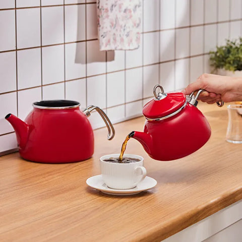 Karaca Loreto Enamel Teapot Set – Red