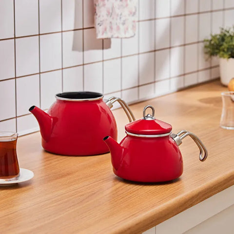 Karaca Loreto Enamel Teapot Set – Red