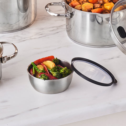 Karaca Burgaz 8-Piece Stainless Steel Cookware Set with Foldable Handles and Induction Base