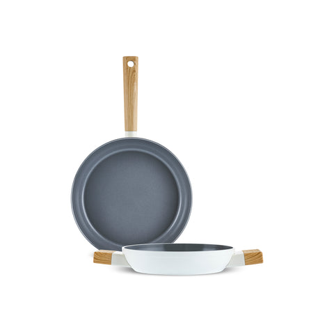 Karaca x Refika Swiss Crystal Creamy Wood Frying Pan & Saute Pan Set