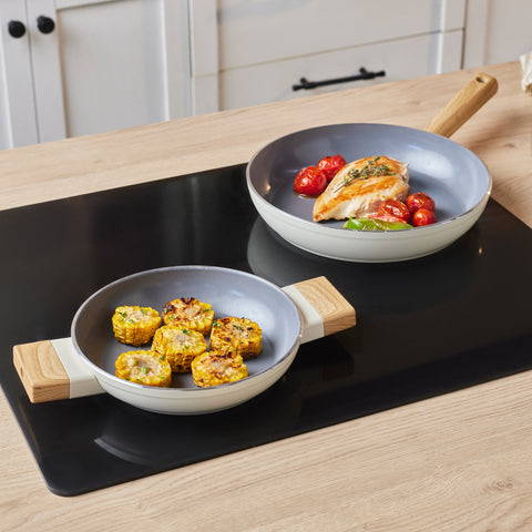 Karaca x Refika Swiss Crystal Creamy Wood Frying Pan & Saute Pan Set