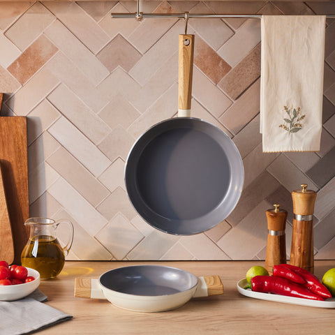 Karaca x Refika Swiss Crystal Creamy Wood Frying Pan & Saute Pan Set