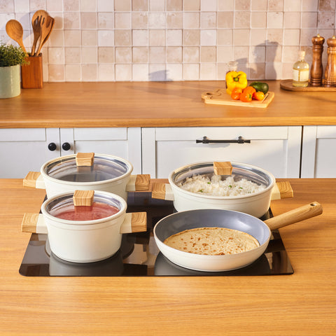 Karaca x Refika Swiss Crystal Creamy Wood 7-Piece Cookware Set


