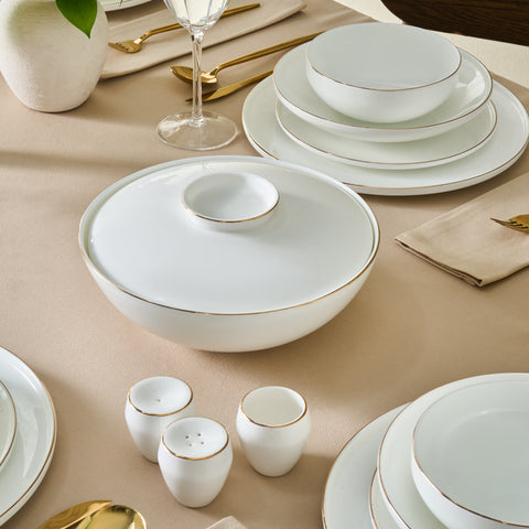 Karaca Fine Bone Meridian 55-teiliges Tafelservice für 12 Personen Gold