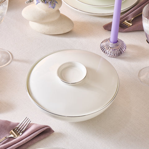 Karaca Fine Bone Meridian 55-teiliges Tafelservice für 12 Personen Platin