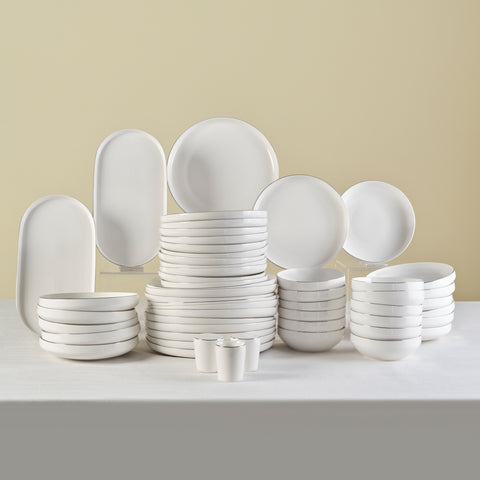 Karaca Stream Bone New Saturn 53-Piece Dinner Set for 12 People – Platinum