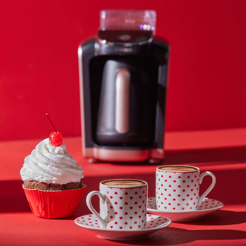 Karaca Sweet Love Coffee Cup Set for 2 Persons, 90 ml