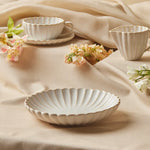Karaca New Daisy Reaktif Sırlı Stoneware Makarna Kasesi, 22,5 cm, Beyaz