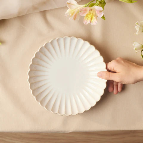 Karaca New Daisy Stoneware Pasta Bowl, 22,5cm, White