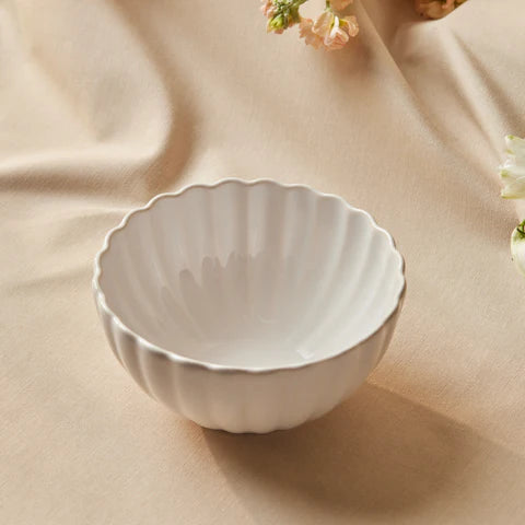 Karaca New Daisy Müsli-/Suppenschale aus Steinzeug mit Reaktivglasur, 15,5 cm, Weiß