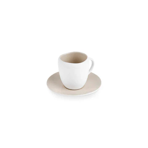 Karaca Earth Collection New Cupid Reactive Glaze Espresso Türkischer Kaffeetassen-Set, 90 ml, Für 1 Person, Beige-Weiß
