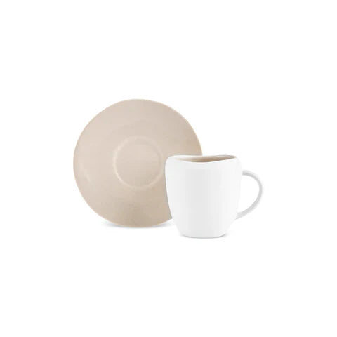 Karaca Earth Collection New Cupid Reactive Glaze Espresso Türkischer Kaffeetassen-Set, 90 ml, Für 1 Person, Beige-Weiß