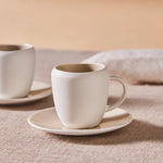 Karaca Earth Collection New Cupid Reactive Glaze Espresso Türkischer Kaffeetassen-Set, 90 ml, Für 1 Person, Beige-Weiß