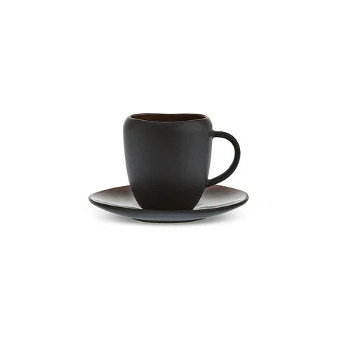 Karaca Earth Collection New Galactic 2-Piece Reactive Glaze Espresso Turkish Coffee Cup Set, 100ml, Single Person, Black