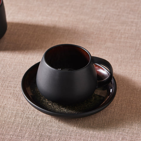 Karaca Earth Collection New Galactic 1-teiliges Reaktivglasur Teeset, 300 ml, Schwarz