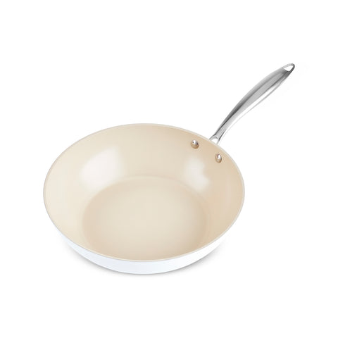 Karaca Swiss Crystal Almond Cream Saplı Wok Tava 28 cm 
