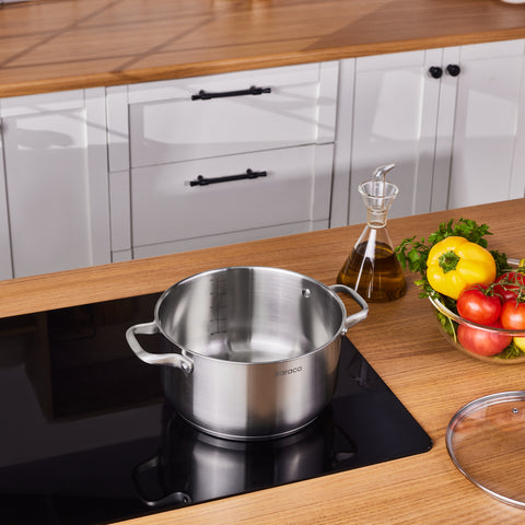 Karaca Elite Edelstahl-Induktions-Kochtopf mit Deckel, 24 cm, Silber