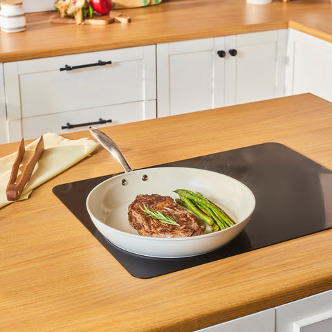 Karaca Swiss Crystal Almond Cream Stainless Steel Handle Pan 32 cm
 