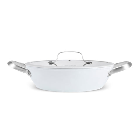 Karaca Swiss Crystal Almond Cream Handle Flat Casserole 30 cm