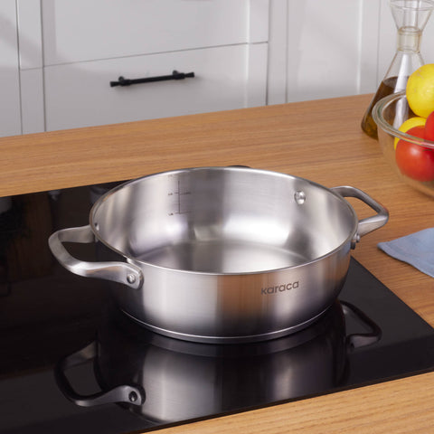 Karaca Elite Edelstahl-Kasserolle Flach 24 cm 3 L