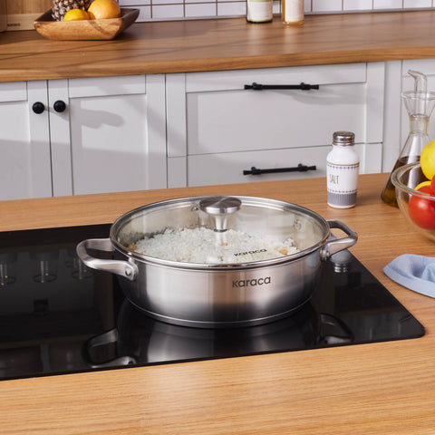 Karaca Elite Edelstahl-Kasserolle Flach 26 cm 3,4 L