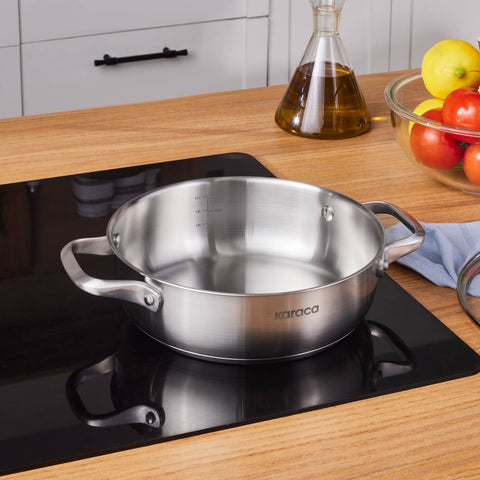 Karaca Elite Edelstahl-Kasserolle Flach 22 cm