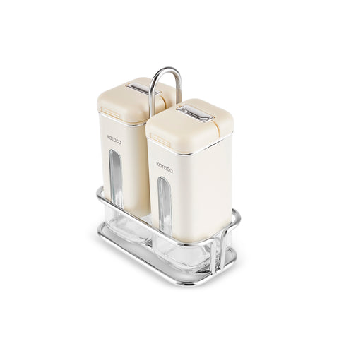 Karaca Luminous, 3-Piece Glass Salt and Pepper Shaker, Cream