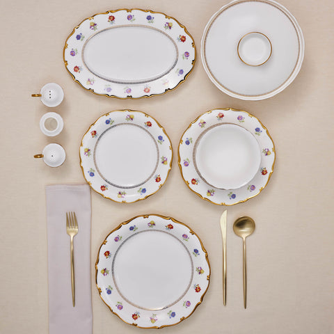 Karaca Royal Bone Diana 55-teiliges 12-Personen-Geschirrset Gold