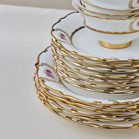 Karaca Royal Bone China Elizabeth 55-Piece Dinner Set for 12 People, Gold