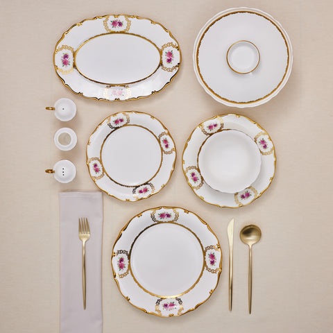 Karaca Royal Bone China Elizabeth 55 Parça 12 Kişilik Yemek Takımı, Gold