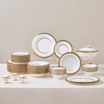 Karaca Royal Bone China Charlotte 55-Piece Dinner Set for 12 People, Gold