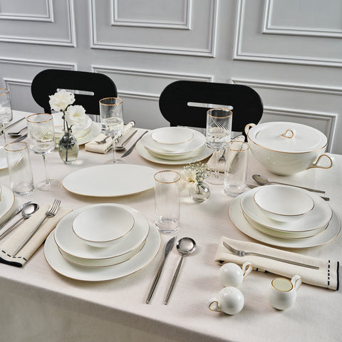 Karaca Fine Pearl Extra Chanak 55-teiliges Tafelservice für 12 Personen, Gold