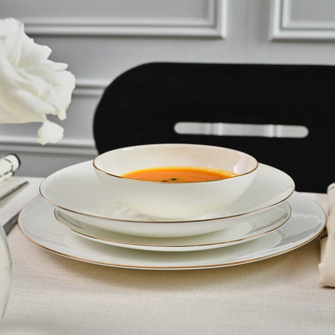 Karaca Fine Pearl Extra Chanak 55-teiliges Tafelservice für 12 Personen, Gold