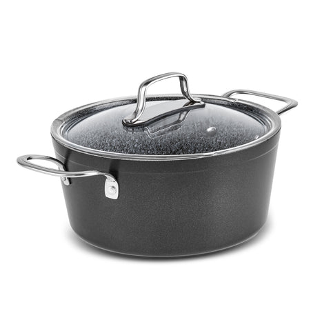Karaca Biogranit Power-Inox Monet – 8-teiliges Topf- und Pfannenset Schwarz
