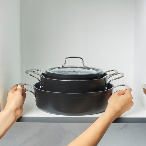 Karaca Biogranit Power-Inox Monet – 8 Parça Tencere ve Tava Seti Siyah