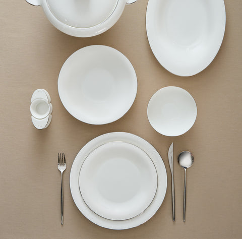 Karaca Fine Pearl Extra Argento  55-Teiliges Tafelservice Für 12 Personen, Platin