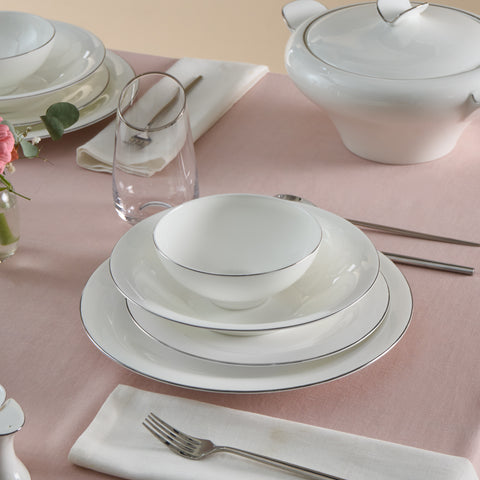 Karaca Fine Pearl Extra Argento  55-Teiliges Tafelservice Für 12 Personen, Platin